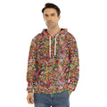 Colorful Hippie Peace Signs Print Men's Velvet Pullover Hoodie