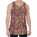 Colorful Hippie Peace Signs Print Men's Velvet Tank Top