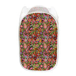 Colorful Hippie Peace Signs Print Mesh Laundry Hamper