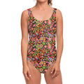 Colorful Hippie Peace Signs Print One Piece Swimsuit