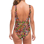 Colorful Hippie Peace Signs Print One Piece Swimsuit