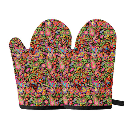 Colorful Hippie Peace Signs Print Oven Mitts