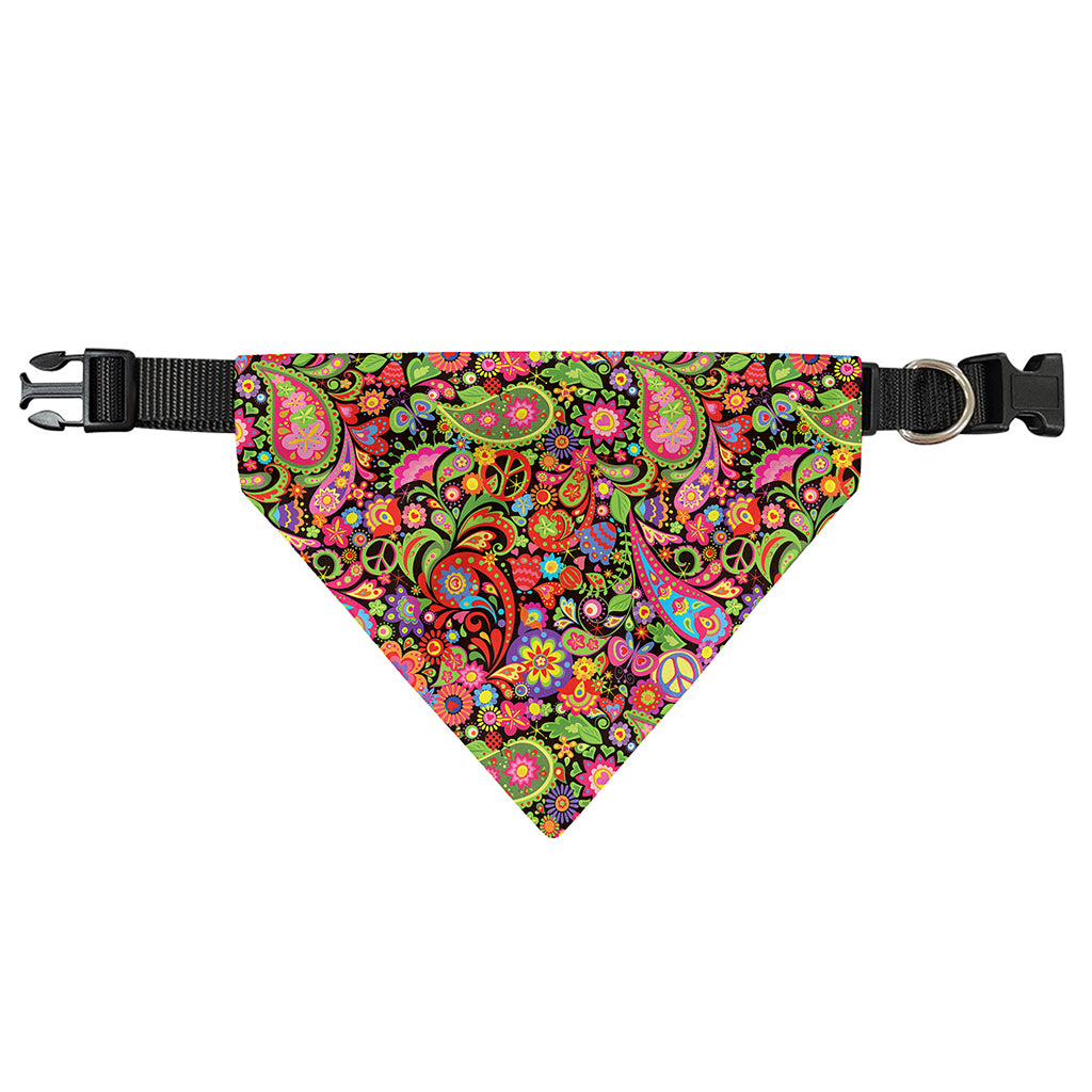 Colorful Hippie Peace Signs Print Over The Collar Dog Bandana