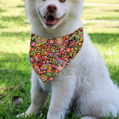 Colorful Hippie Peace Signs Print Over The Collar Dog Bandana