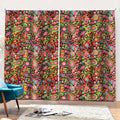 Colorful Hippie Peace Signs Print Pencil Pleat Curtains