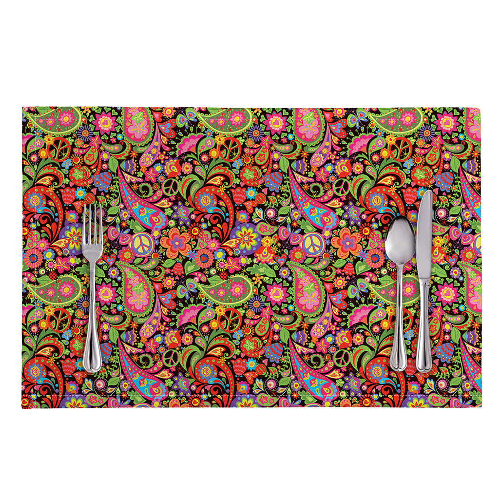 Colorful Hippie Peace Signs Print Placemat