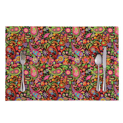 Colorful Hippie Peace Signs Print Placemat
