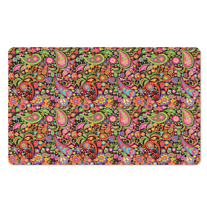 Colorful Hippie Peace Signs Print Polyester Doormat