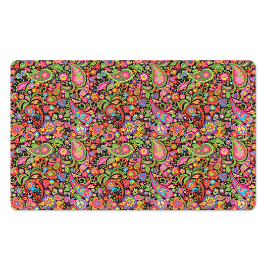 Colorful Hippie Peace Signs Print Polyester Doormat