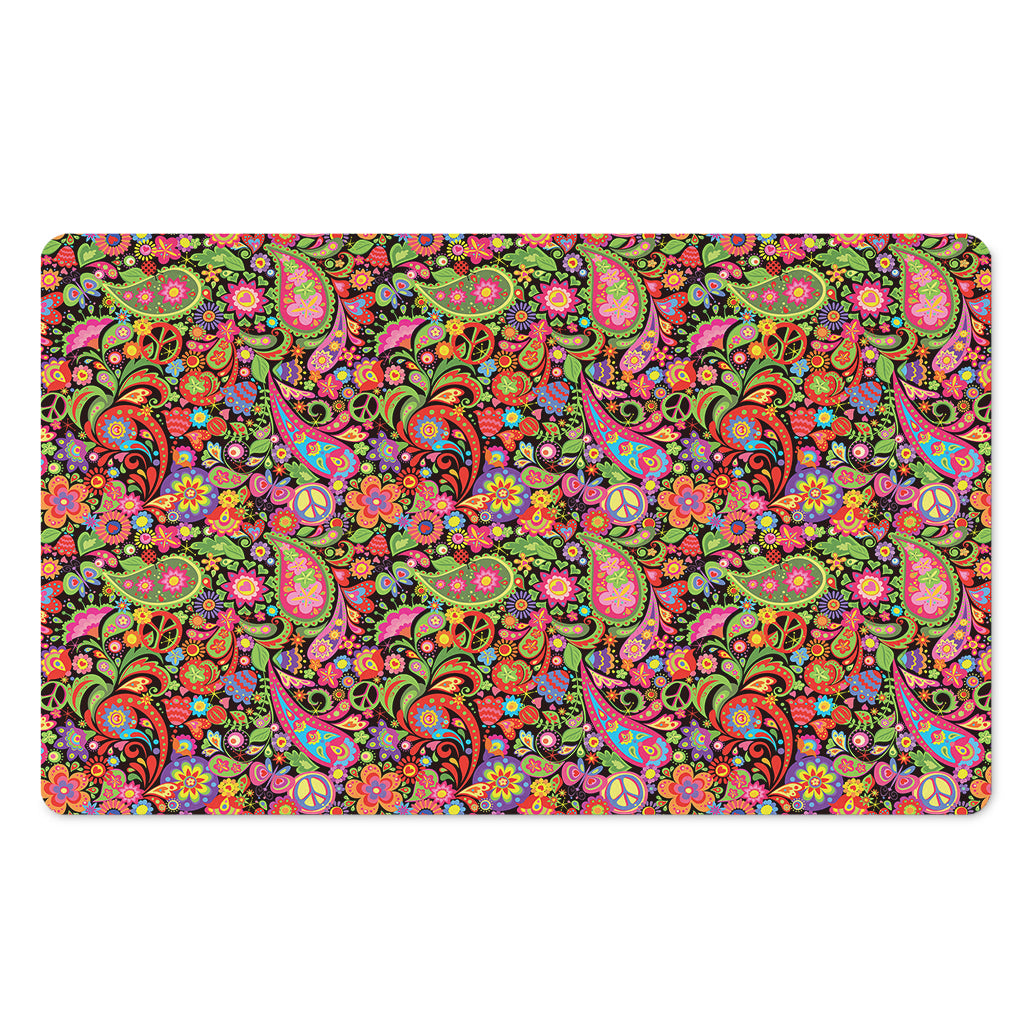 Colorful Hippie Peace Signs Print Polyester Doormat