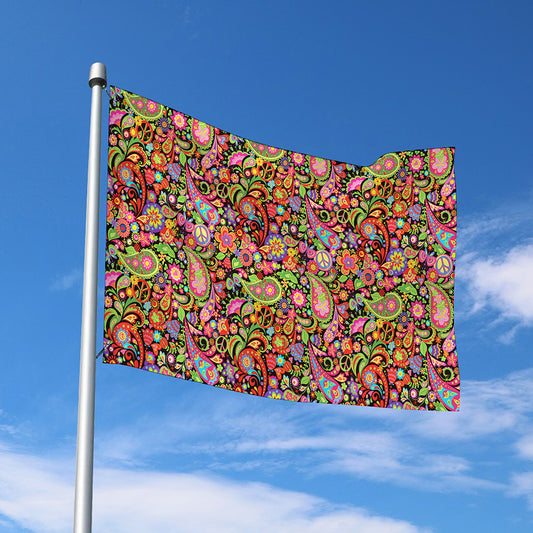 Colorful Hippie Peace Signs Print Polyester Flag