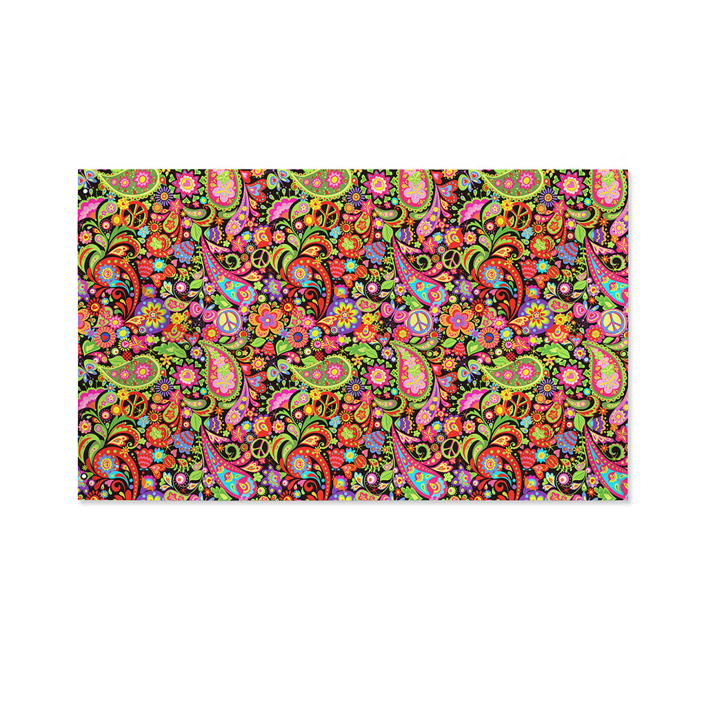 Colorful Hippie Peace Signs Print Polyester Flag