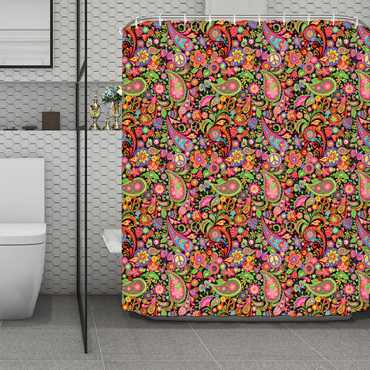 Colorful Hippie Peace Signs Print Polyester Shower Curtain