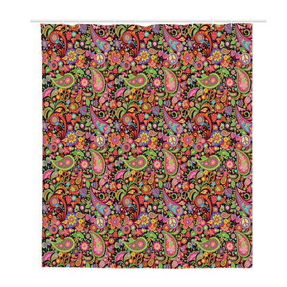 Colorful Hippie Peace Signs Print Polyester Shower Curtain