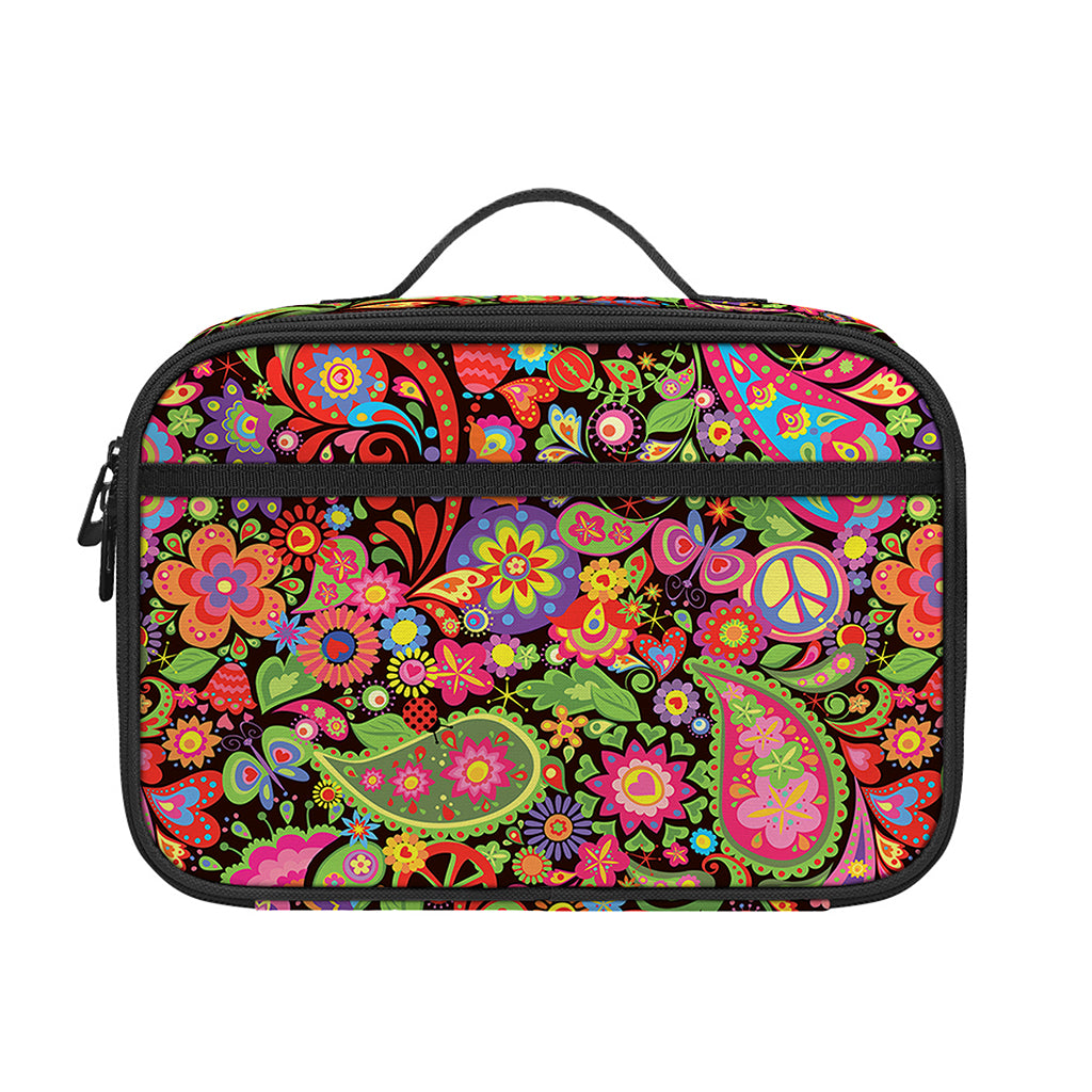 Colorful Hippie Peace Signs Print Portable Lunch Bag