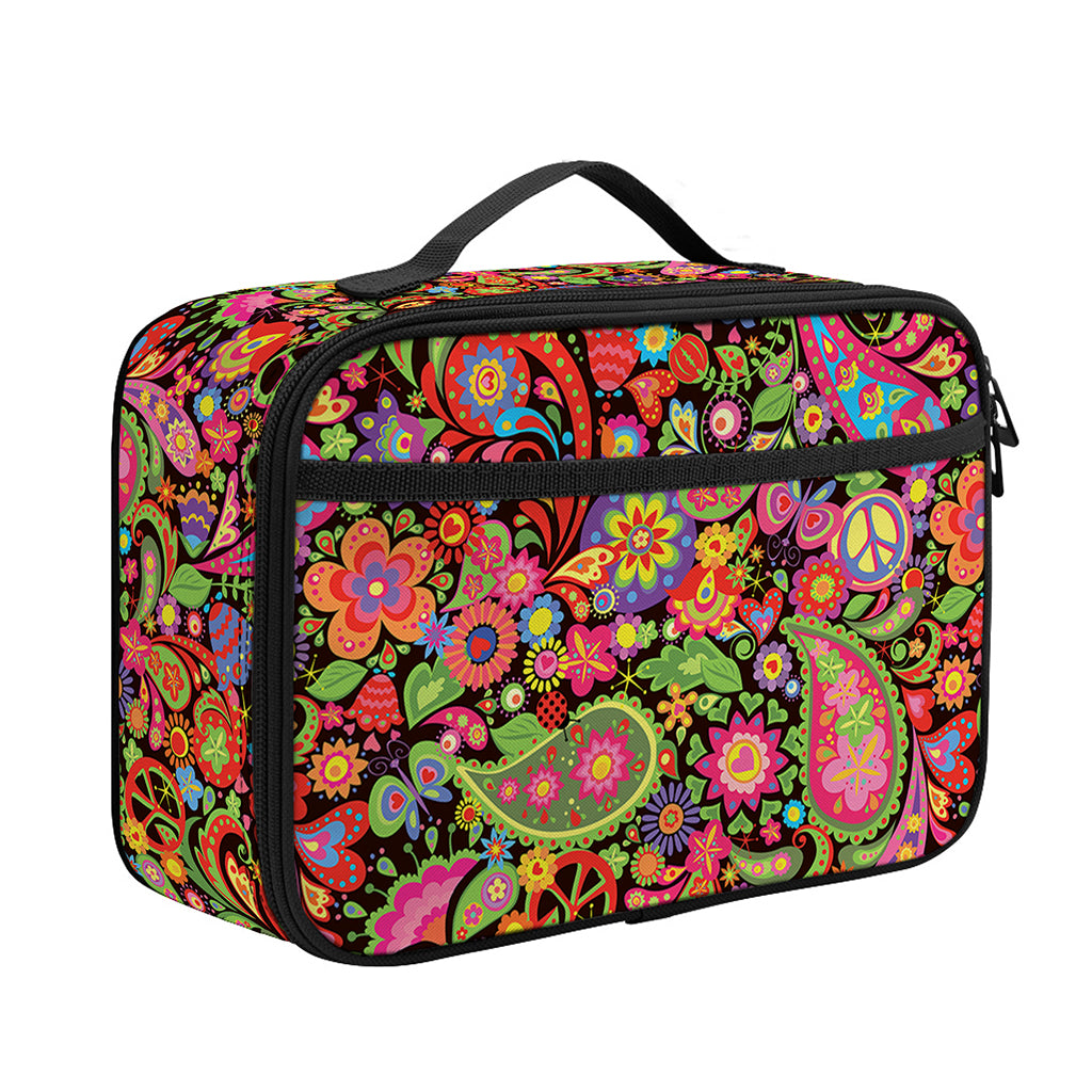 Colorful Hippie Peace Signs Print Portable Lunch Bag