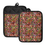 Colorful Hippie Peace Signs Print Pot Holders With Pocket