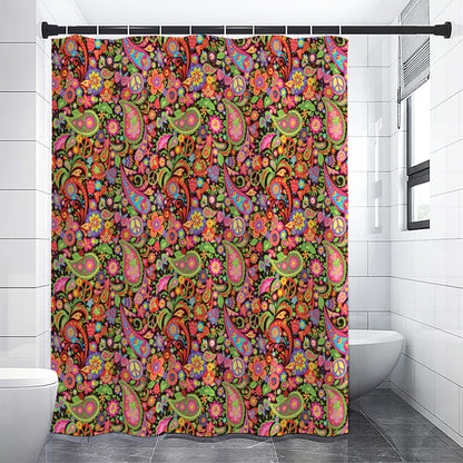 Colorful Hippie Peace Signs Print Premium Shower Curtain