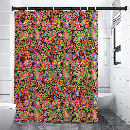 Colorful Hippie Peace Signs Print Premium Shower Curtain