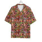 Colorful Hippie Peace Signs Print Rayon Hawaiian Shirt