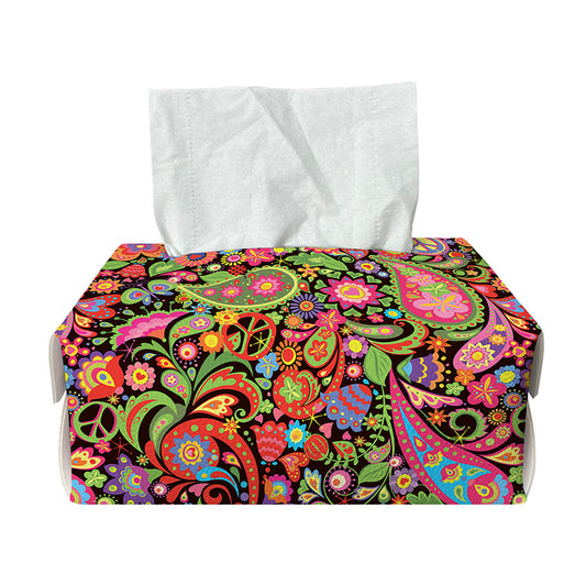 Colorful Hippie Peace Signs Print Rectangle Tissue Box Cover