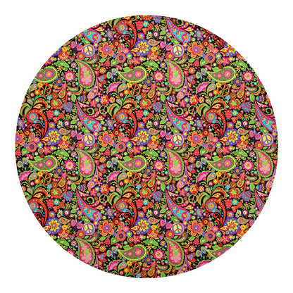 Colorful Hippie Peace Signs Print Round Blanket