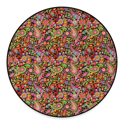 Colorful Hippie Peace Signs Print Round Floor Mat
