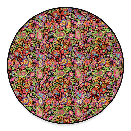 Colorful Hippie Peace Signs Print Round Floor Mat