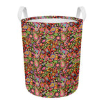 Colorful Hippie Peace Signs Print Round Laundry Basket