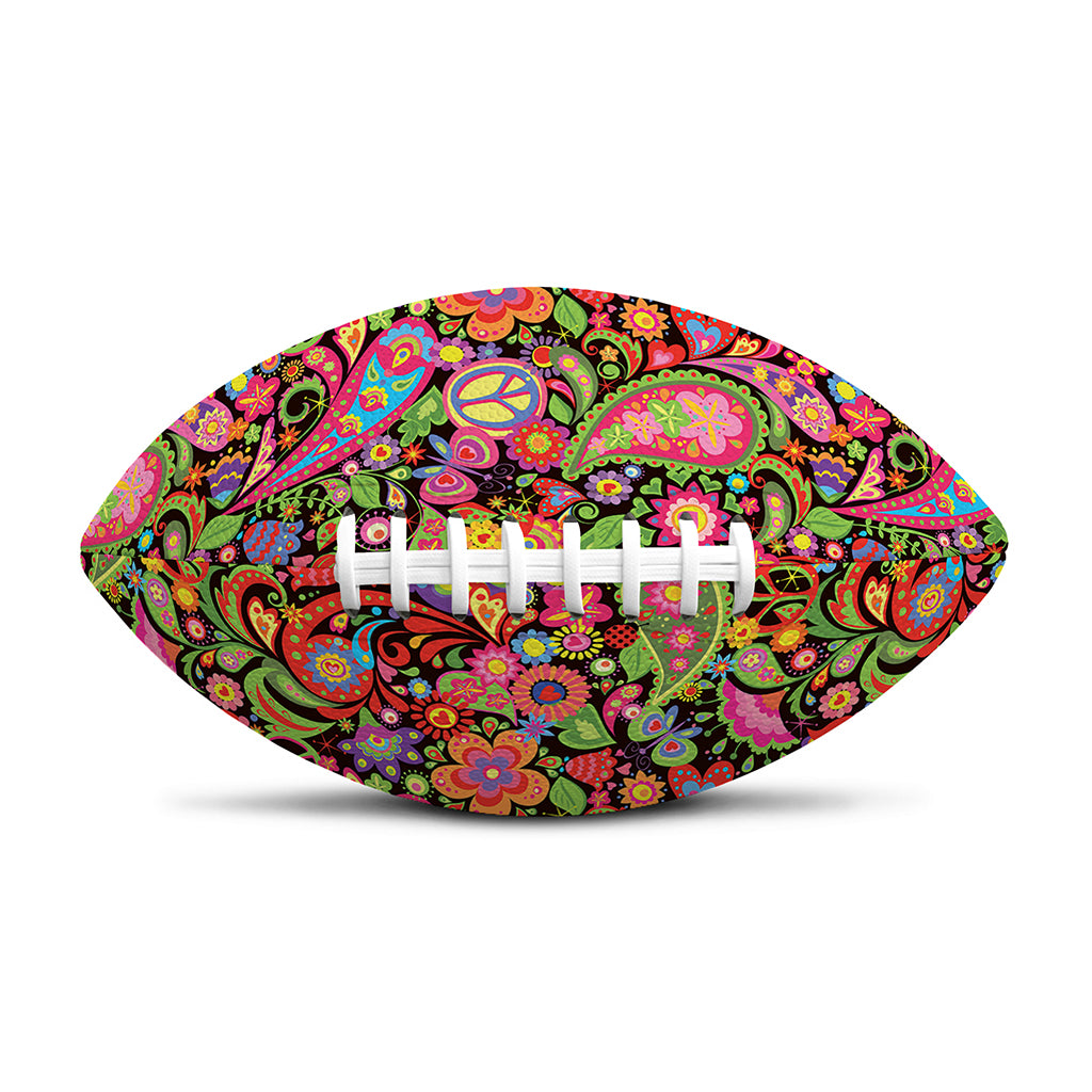 Colorful Hippie Peace Signs Print Rugby Ball