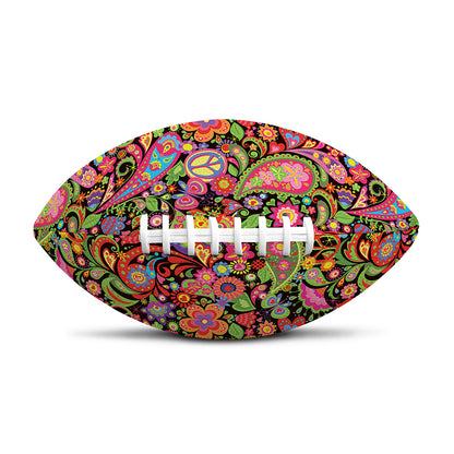 Colorful Hippie Peace Signs Print Rugby Ball