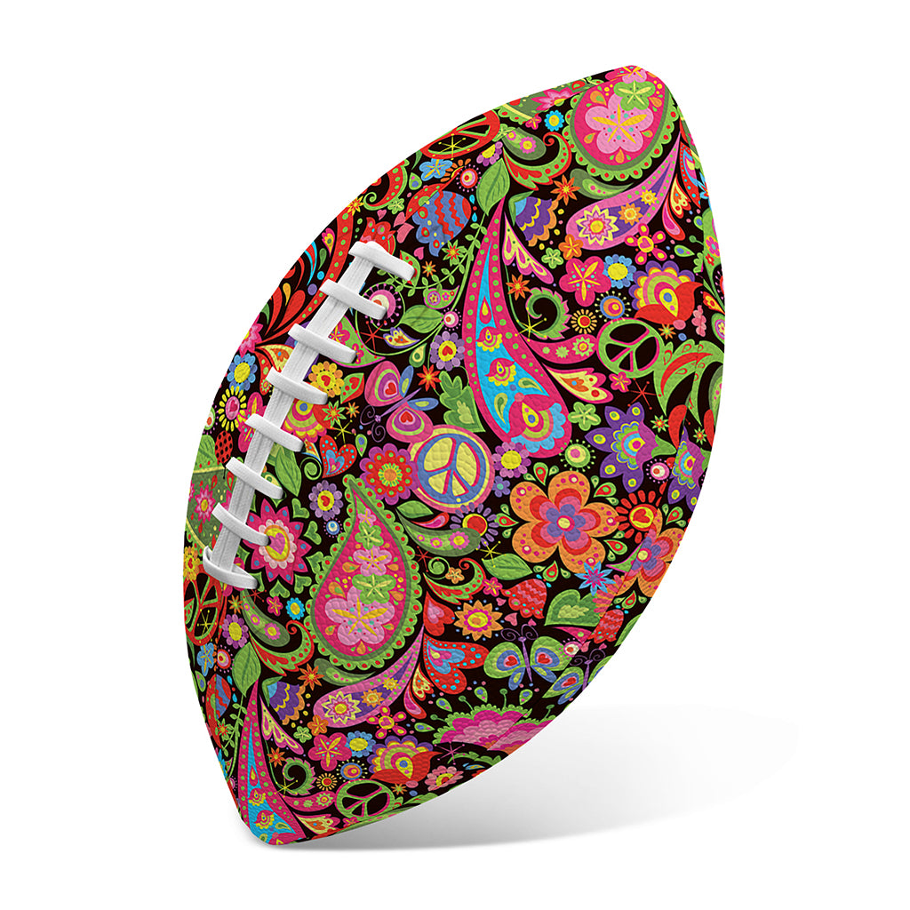 Colorful Hippie Peace Signs Print Rugby Ball