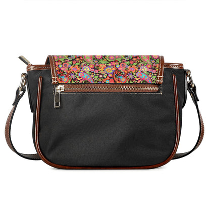Colorful Hippie Peace Signs Print Saddle Bag