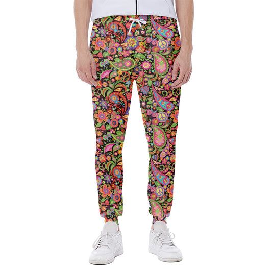 Colorful Hippie Peace Signs Print Scuba Joggers