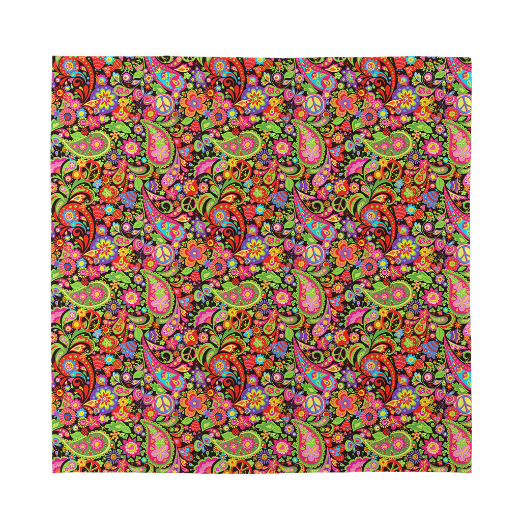 Colorful Hippie Peace Signs Print Silk Bandana