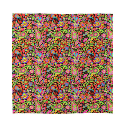 Colorful Hippie Peace Signs Print Silk Bandana
