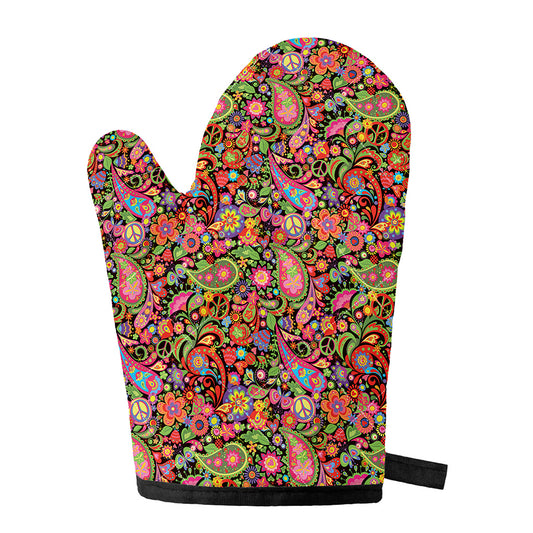 Colorful Hippie Peace Signs Print Single Oven Mitt