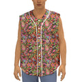 Colorful Hippie Peace Signs Print Sleeveless Baseball Jersey