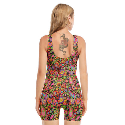 Colorful Hippie Peace Signs Print Sleeveless One Piece Swimsuit