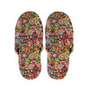 Colorful Hippie Peace Signs Print Slippers