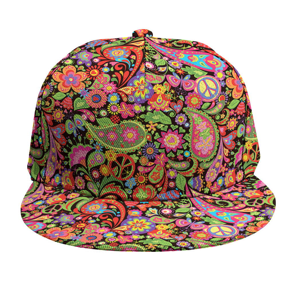 Colorful Hippie Peace Signs Print Snapback Cap