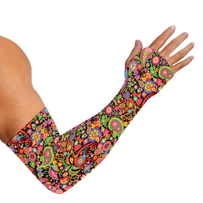 Colorful Hippie Peace Signs Print Sun Protection Arm Sleeves