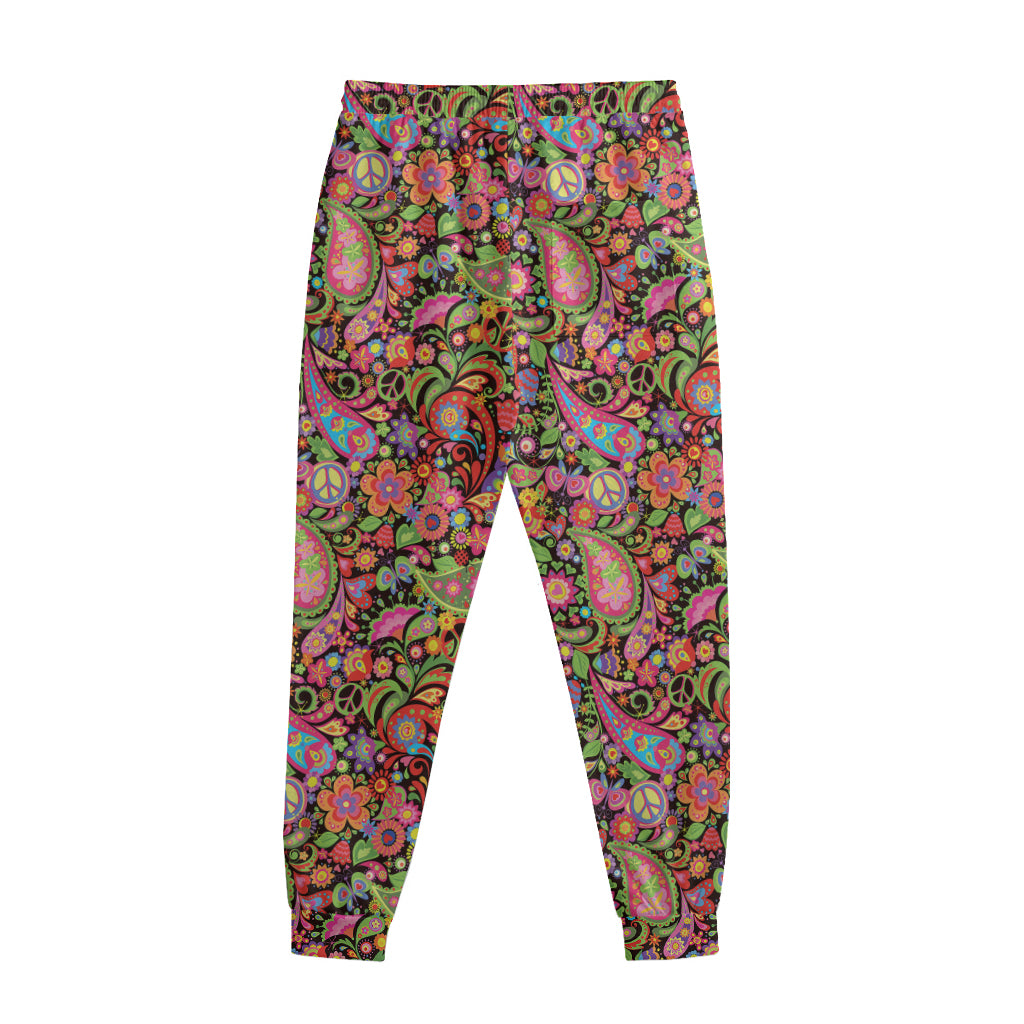 Colorful Hippie Peace Signs Print Sweatpants