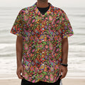 Colorful Hippie Peace Signs Print Textured Short Sleeve Shirt