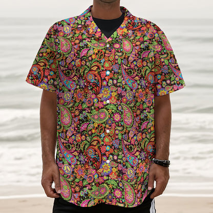Colorful Hippie Peace Signs Print Textured Short Sleeve Shirt