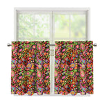 Colorful Hippie Peace Signs Print Tier Curtains