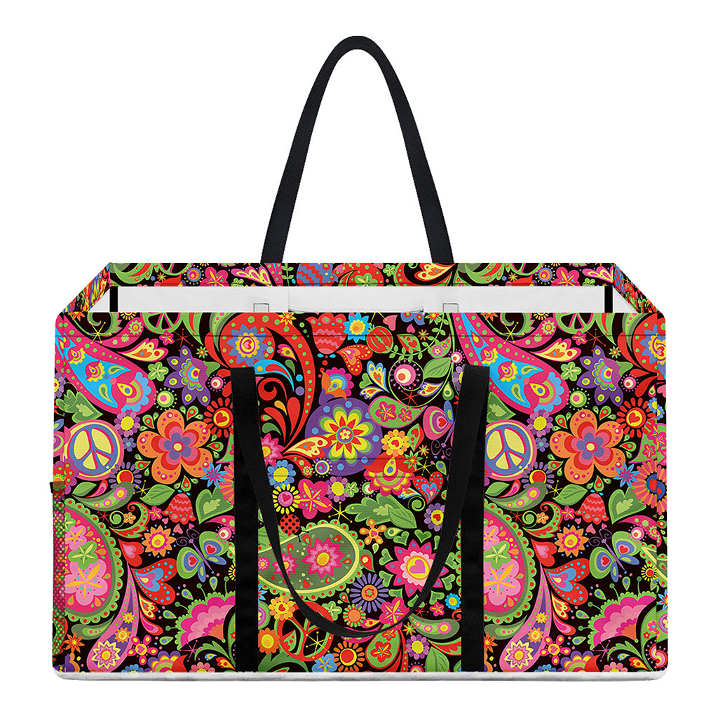 Colorful Hippie Peace Signs Print Utility Tote Bag