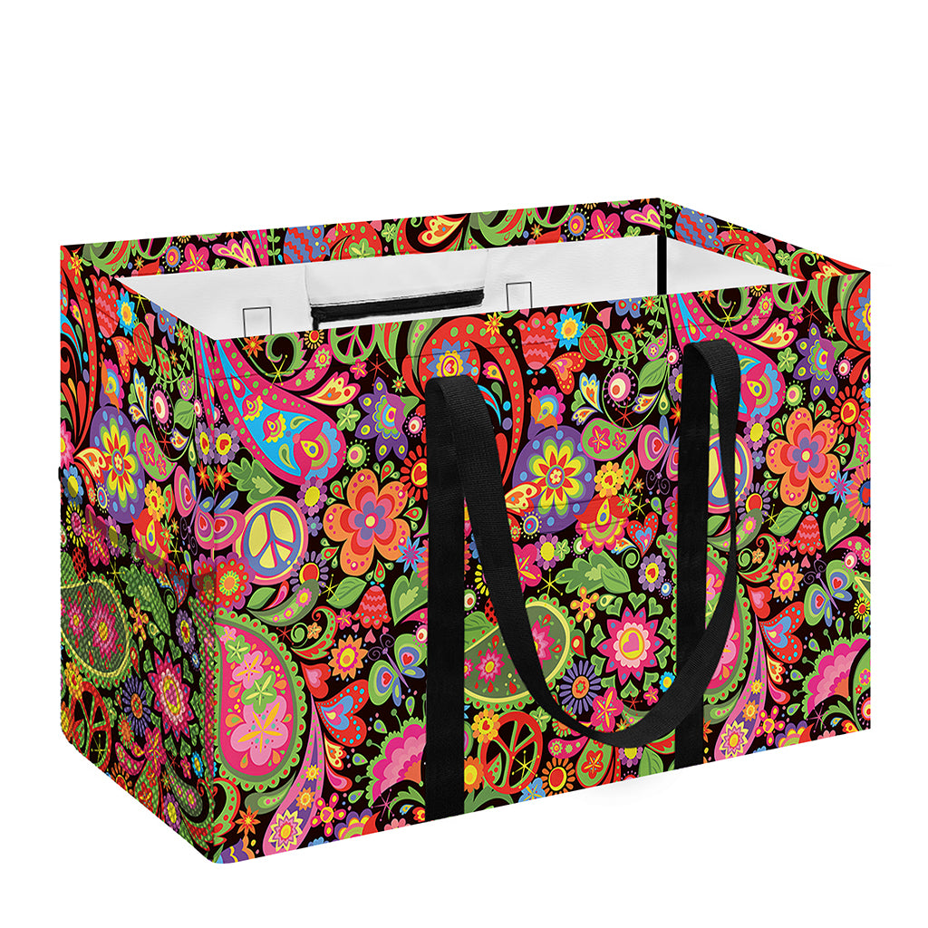 Colorful Hippie Peace Signs Print Utility Tote Bag
