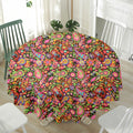 Colorful Hippie Peace Signs Print Waterproof Round Tablecloth