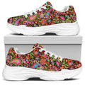 Colorful Hippie Peace Signs Print White Chunky Shoes